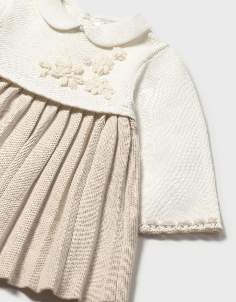 Mayoral Soft Rose Dress w/Stitched Flowers