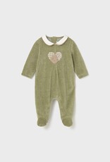 Mayoral Girls Green Velour Collared Footie