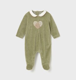 Mayoral Girls Green Velour Collared Footie