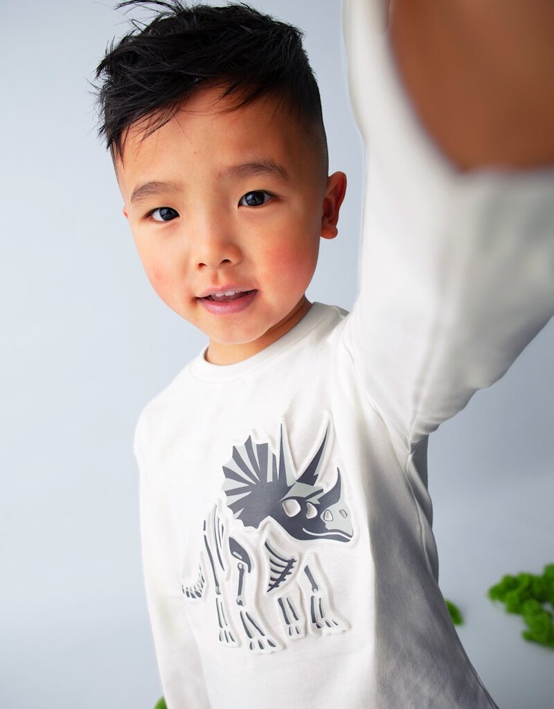 Mayoral L/S Cream Tee w/Dino Print