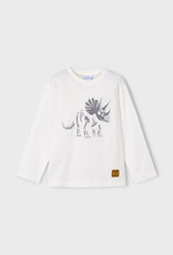 Mayoral L/S Cream Tee w/Dino Print