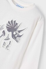 Mayoral L/S Cream Tee w/Dino Print