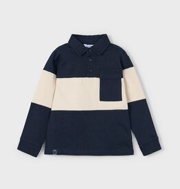 Mayoral SALE L/S Navy Cream Polo w/Pocket
