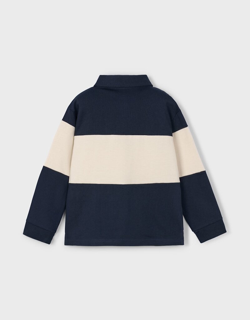 Mayoral L/S Navy Cream Polo w/Pocket