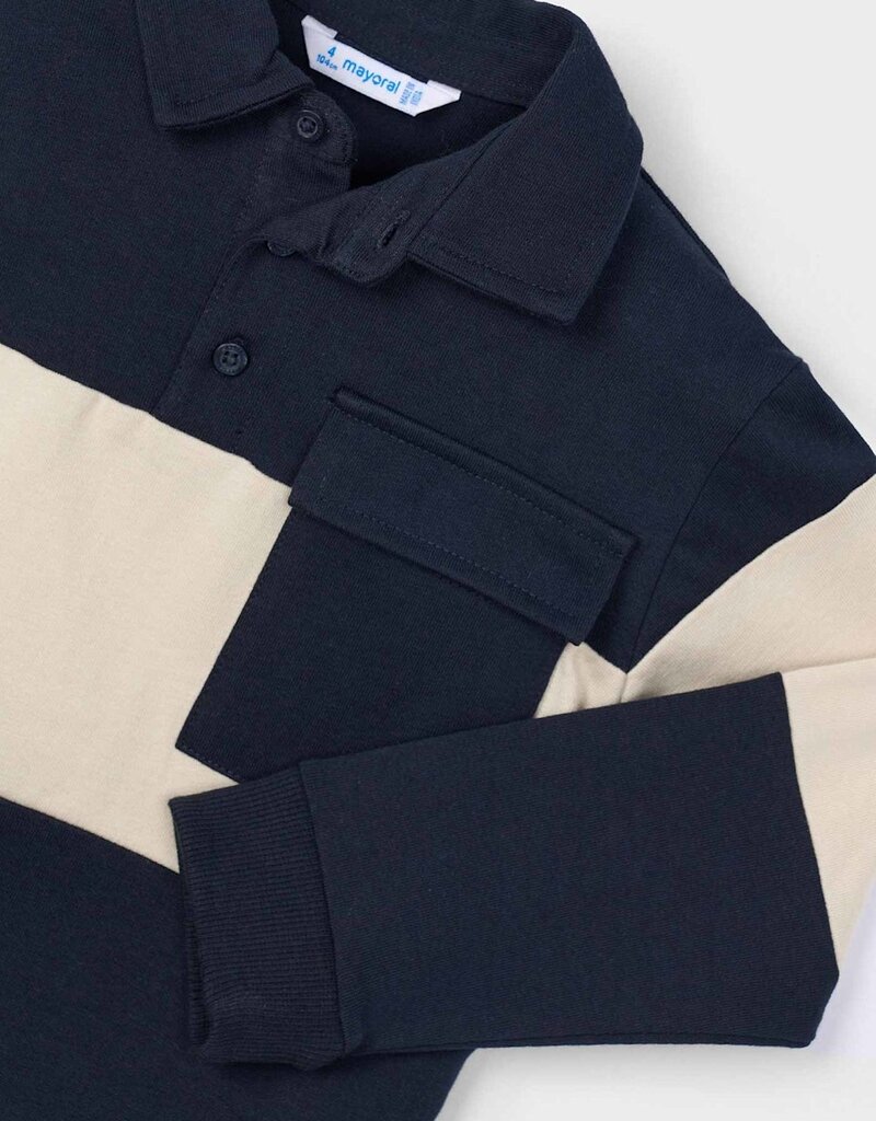 Mayoral L/S Navy Cream Polo w/Pocket