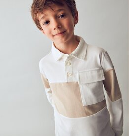 Mayoral SALE L/S Cream Khaki Polo w/Pocket