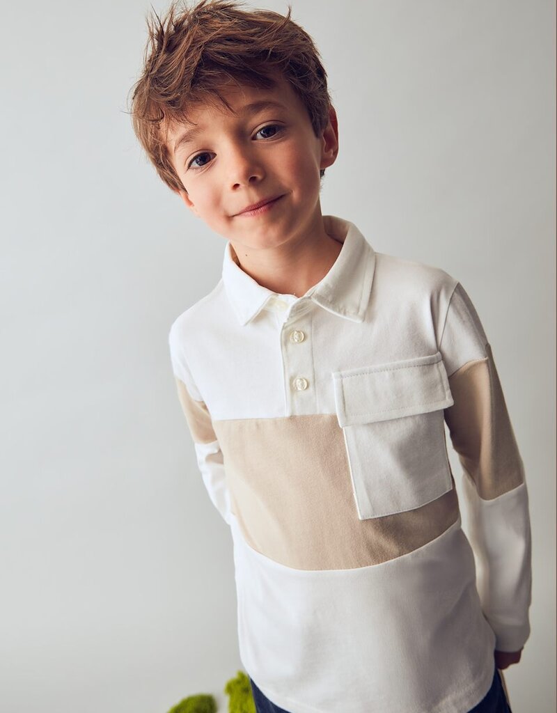 Mayoral L/S Cream Khaki Polo w/Pocket