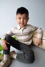 Mayoral L/S Knit Tan Stripe Polo