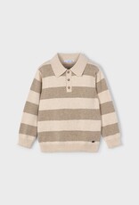 Mayoral L/S Knit Tan Stripe Polo