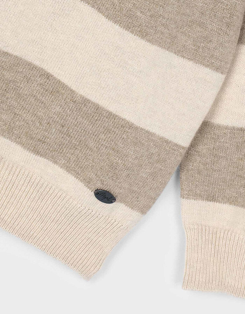 Mayoral L/S Knit Tan Stripe Polo