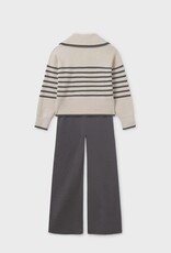 Mayoral Long Knit Sweater Pant Set Cream/Navy
