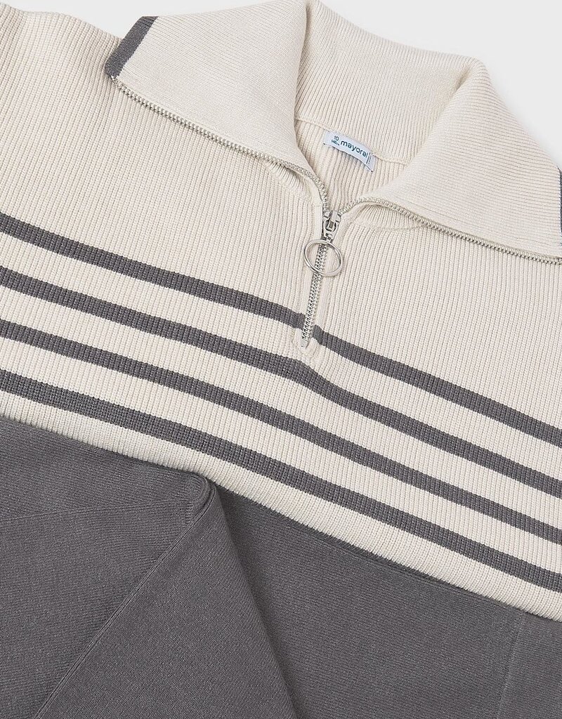 Mayoral Long Knit Sweater Pant Set Cream/Navy
