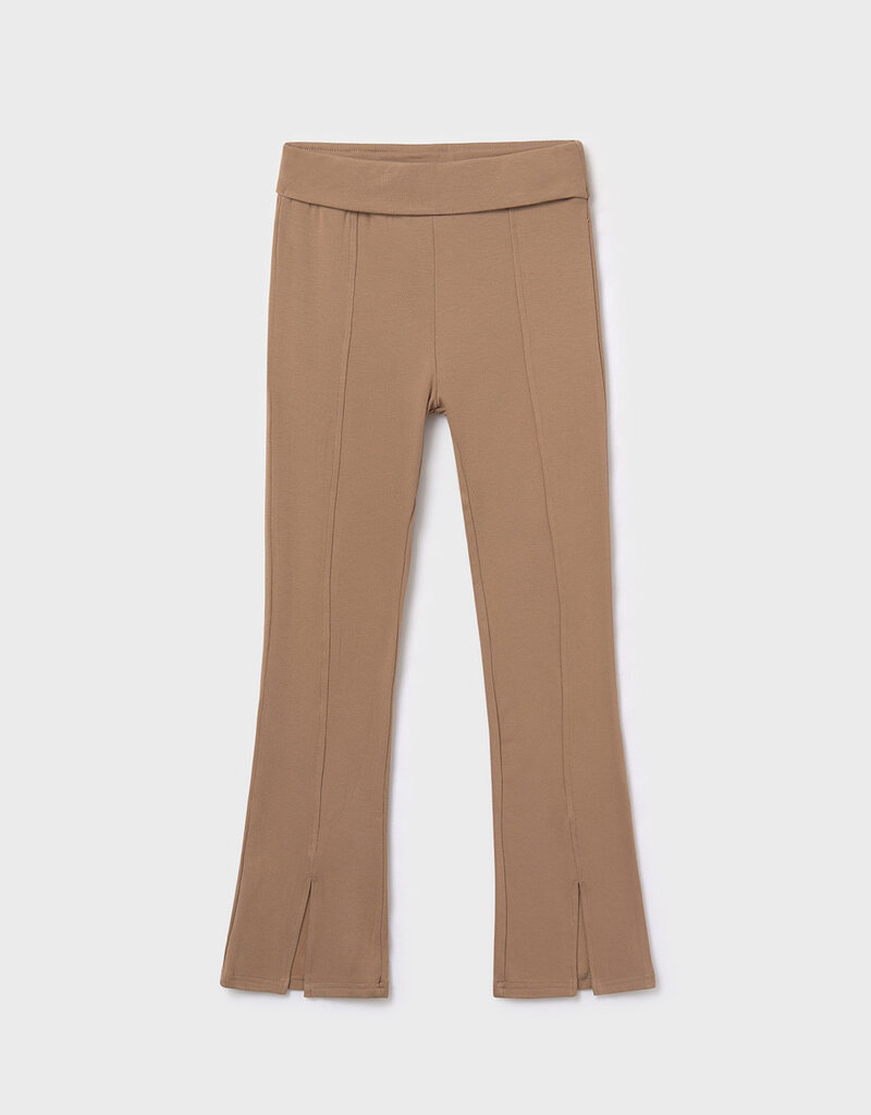 Mayoral Turned Waistband Flared Leggings Camel