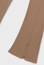 Mayoral Turned Waistband Flared Leggings Camel