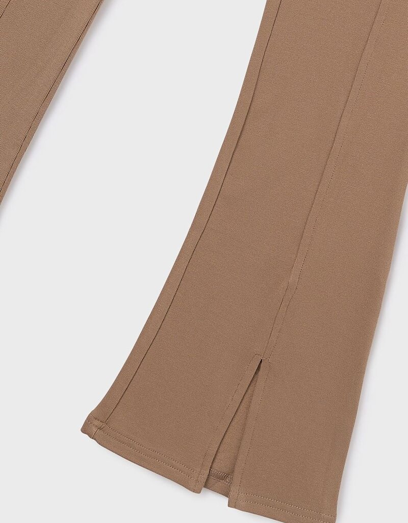 Mayoral Turned Waistband Flared Leggings Camel