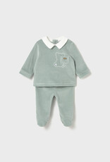 Mayoral Velour Ice Green 2 pc Top Pant Set