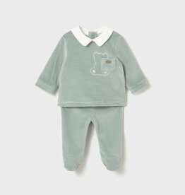 Mayoral Velour Ice Green 2 pc Top Pant Set