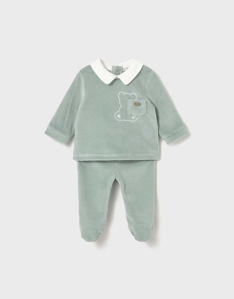 Mayoral Velour Ice Green 2 pc Top Pant Set