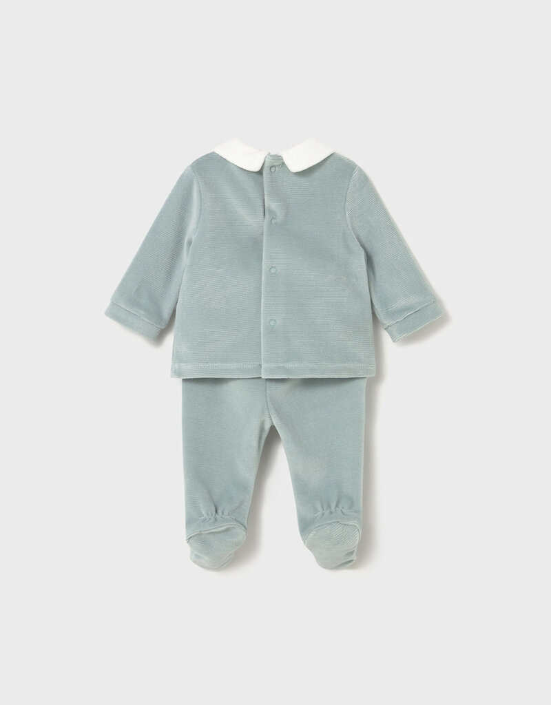 Mayoral Velour Ice Green 2 pc Top Pant Set