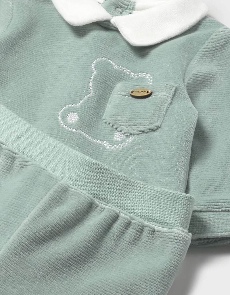 Mayoral Velour Ice Green 2 pc Top Pant Set