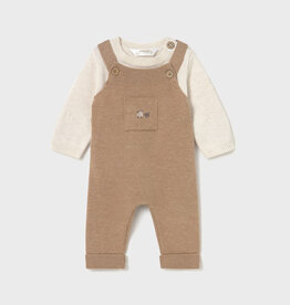 Mayoral Toffee Knit Overall Set
