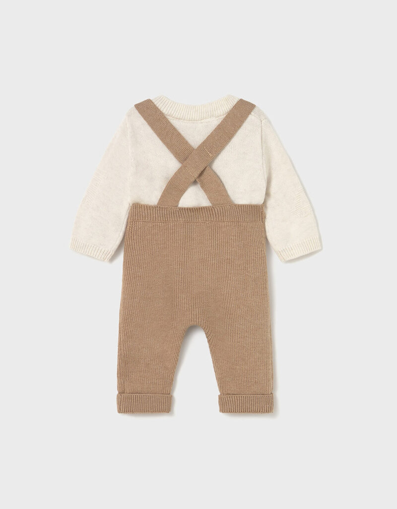 Mayoral Toffee Knit Overall Set
