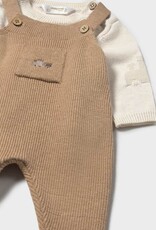 Mayoral Toffee Knit Overall Set