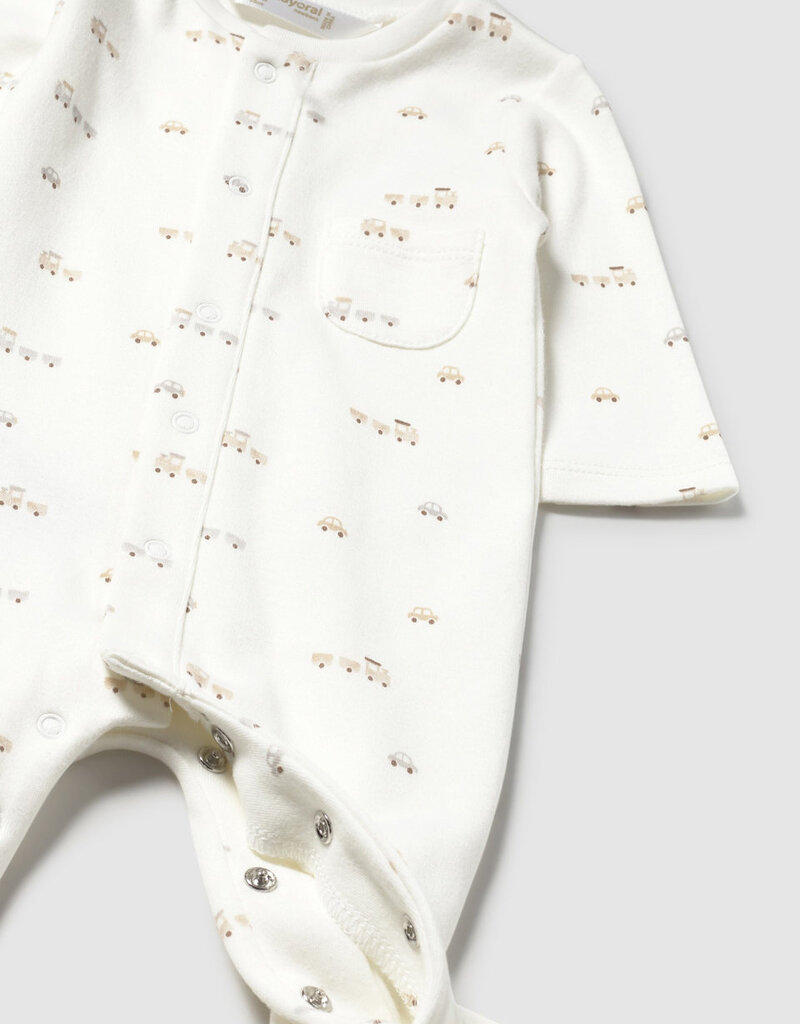 Mayoral Cream Small Train Print Footie