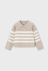 Mayoral Toffee Striped Collard Sweater