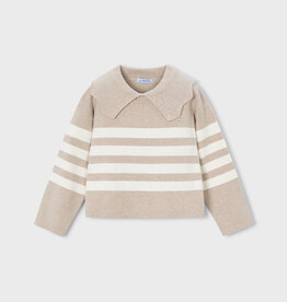 Mayoral SALE Toffee Striped Collard Sweater