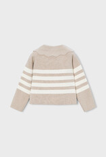 Mayoral Toffee Striped Collard Sweater