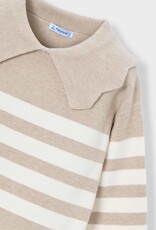 Mayoral Toffee Striped Collard Sweater