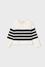 Mayoral Cream Striped Collard Sweater