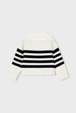 Mayoral Cream Striped Collard Sweater