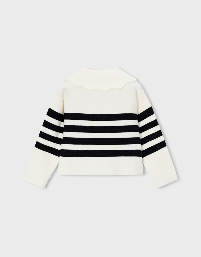 Mayoral Cream Striped Collard Sweater