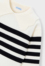 Mayoral Cream Striped Collard Sweater