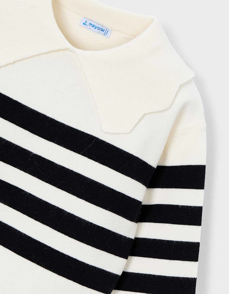 Mayoral Cream Striped Collard Sweater