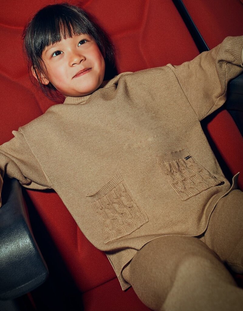 Mayoral Hoodie Long Knit Pant Set Caramel