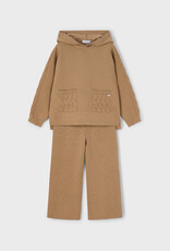Mayoral Hoodie Long Knit Pant Set Caramel