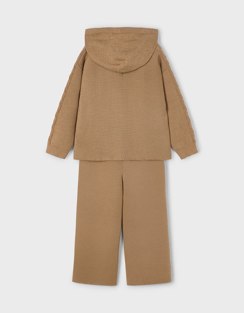 Mayoral Hoodie Long Knit Pant Set Caramel
