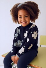 Mayoral Jacquard Flower Print Navy Sweater
