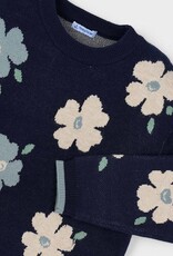 Mayoral Jacquard Flower Print Navy Sweater