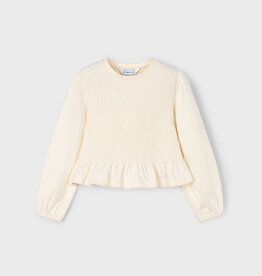 Mayoral Cream L/S Scrunch Top