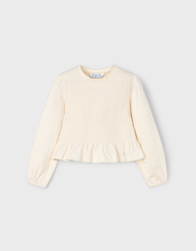 Mayoral Cream L/S Scrunch Top