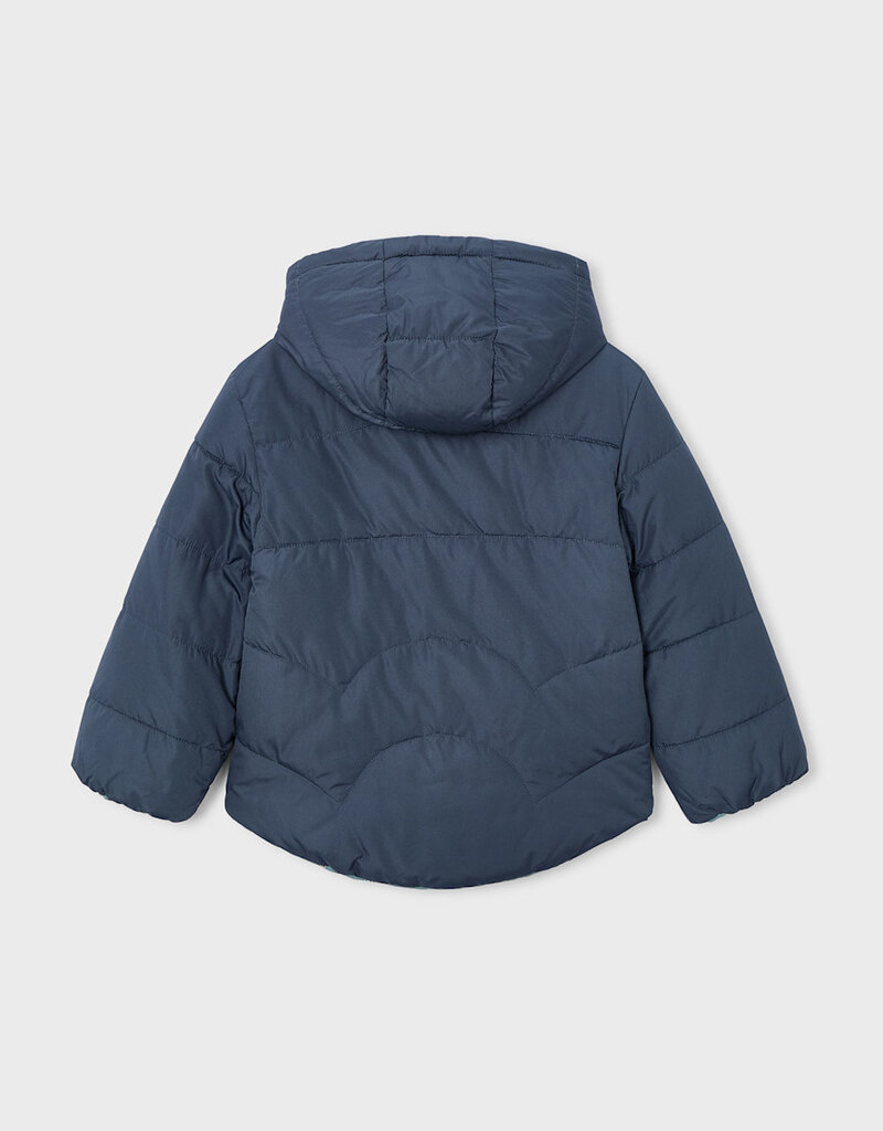 Mayoral Navy Sage Flower Print Reversible Hooded Jacket