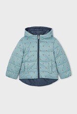 Mayoral Navy Sage Flower Print Reversible Hooded Jacket