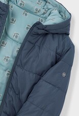 Mayoral Navy Sage Flower Print Reversible Hooded Jacket