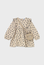 Mayoral Cream Ruffled Polka Dot Dress w/Purse