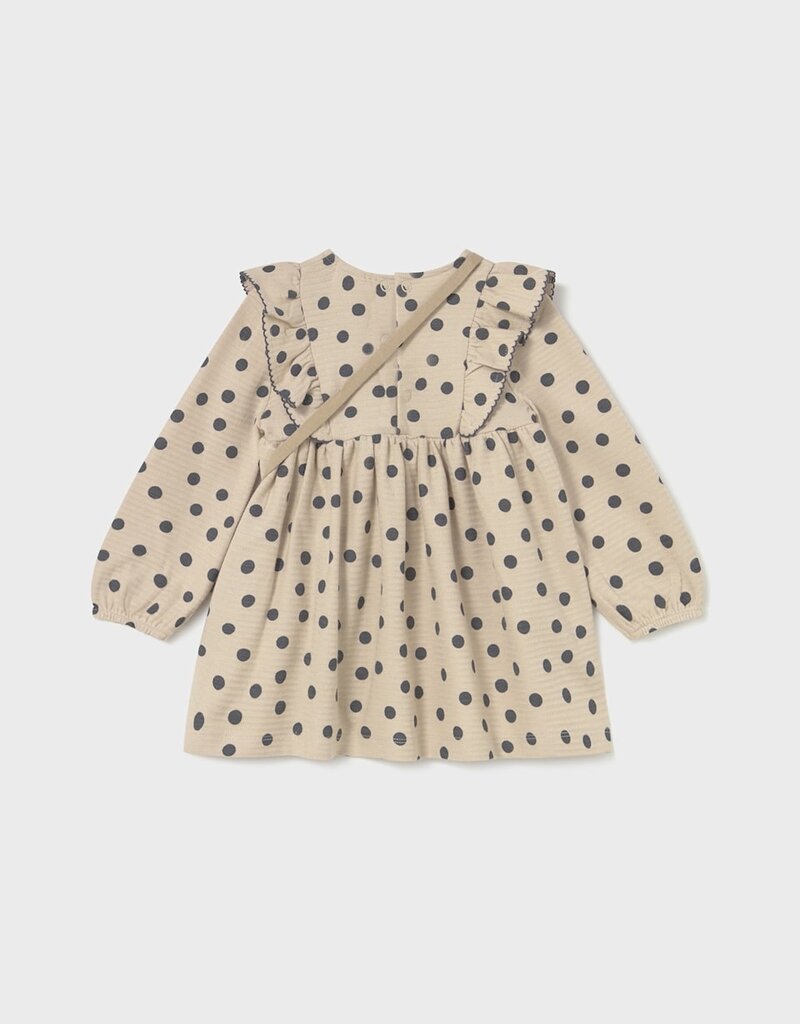 Mayoral Cream Ruffled Polka Dot Dress w/Purse