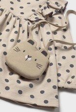 Mayoral Cream Ruffled Polka Dot Dress w/Purse